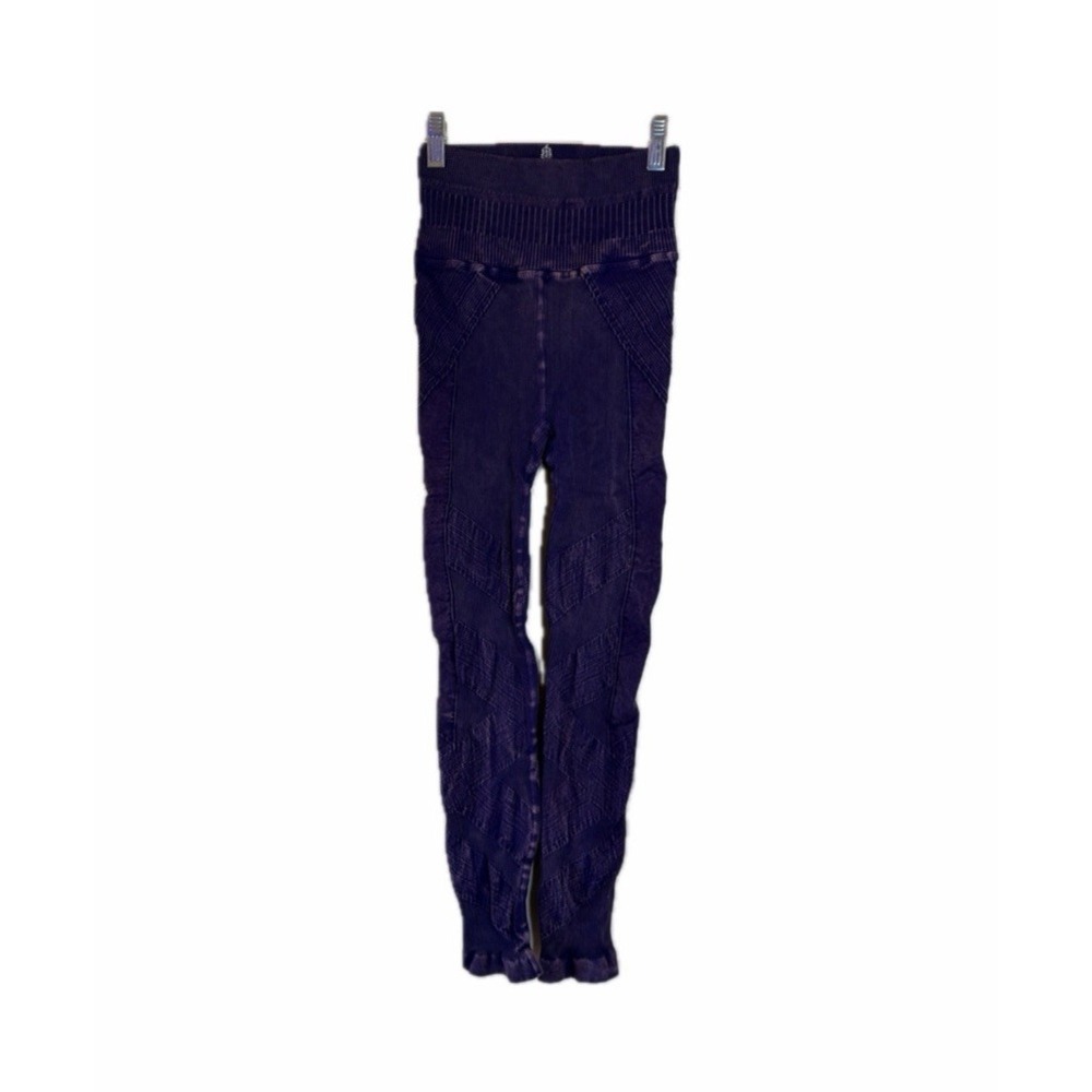 Free People Leggings Good KARMA Tile Purple Movement Ribbed High Rise Crop XS